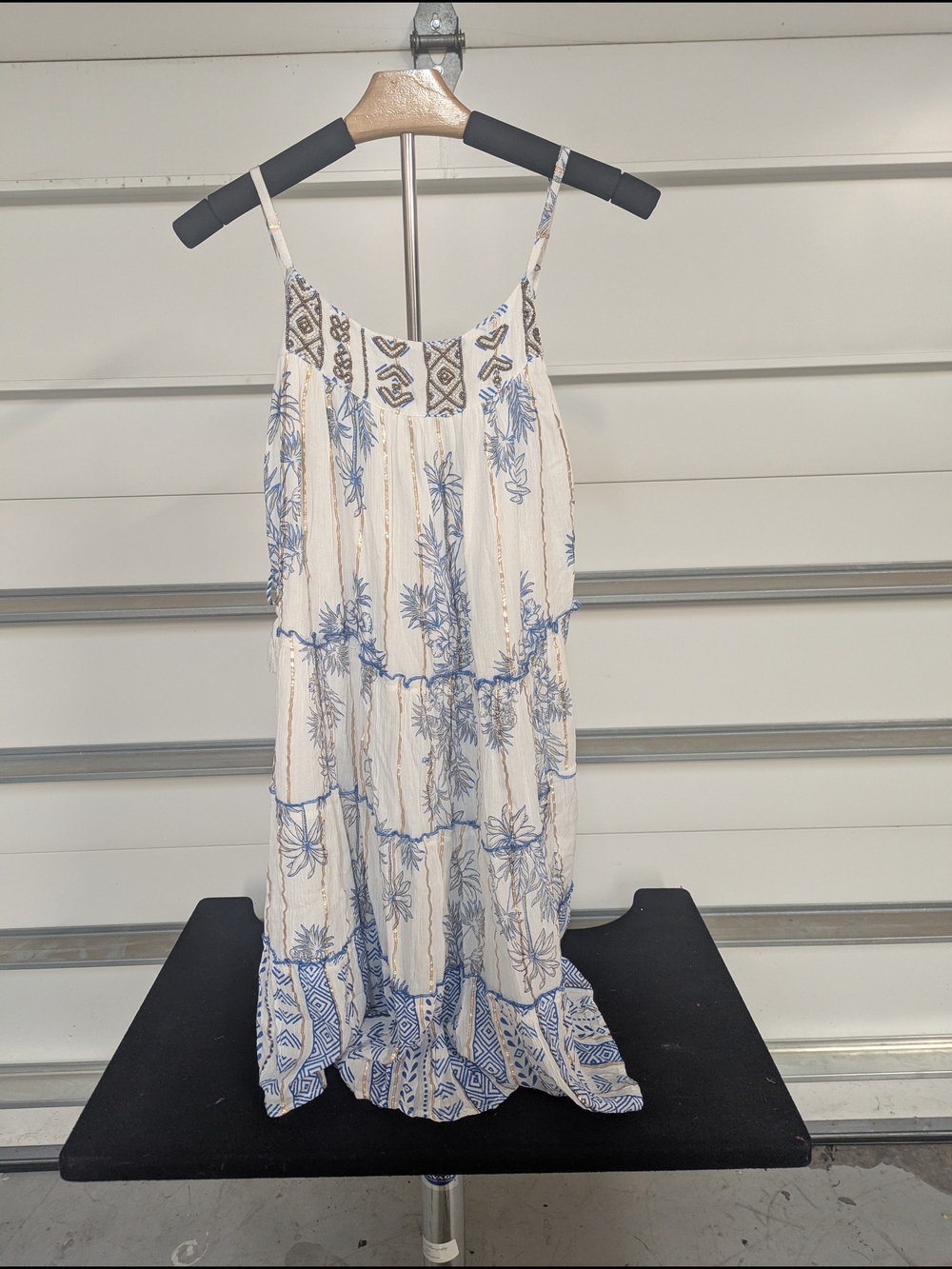 AnanTā Blue & White Floral Spaghetti Strap Dress